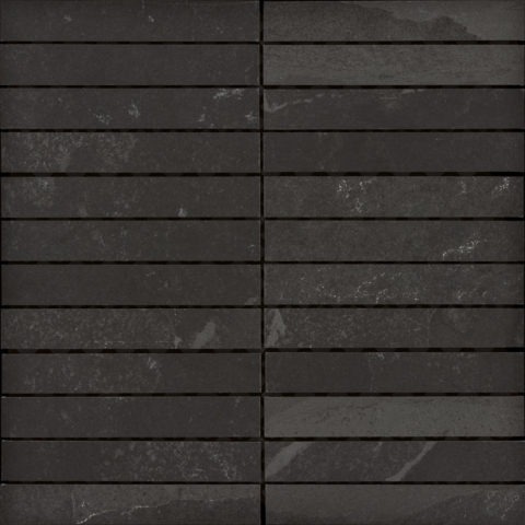 Mosaico linea Plane in Ardesia Nera formato da 2 colonne di listelli da 150x23 mm