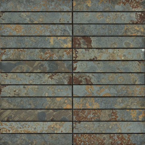 Mosaico linea Plane in Ardesia Variegata formato da 2 colonne di listelli da 150x23 mm