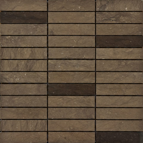 Mosaico linea Plane in Marmo Kaesar Brown formato da 3 colonne di listelli da 100x23 mm