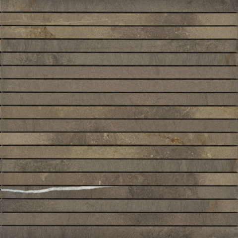 Mosaico linea Plane in Pietra di Fossena formato da 1 colonna di listelli da 300x15 mm