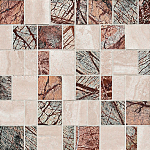 Mosaico design Ramage con mattonelle quadrate 48x48 mm e rettangolari 23x48 mm